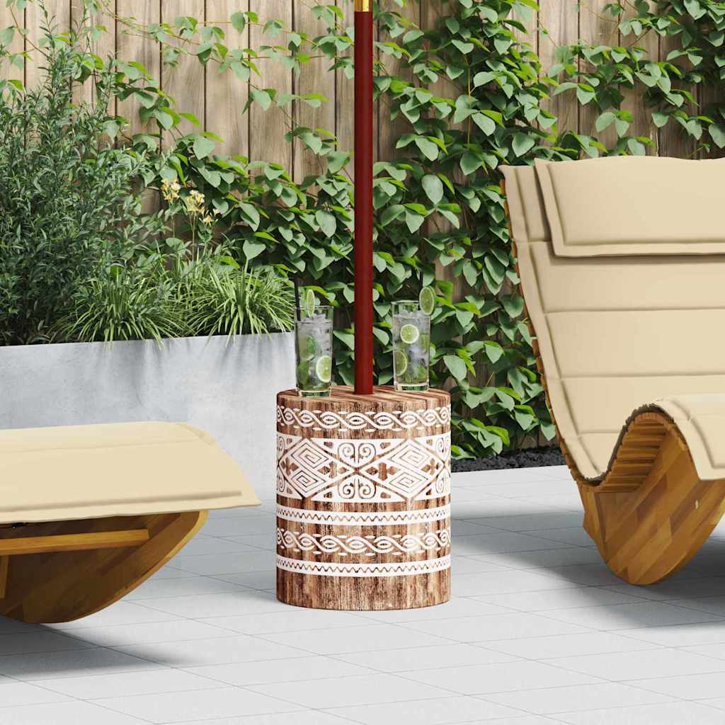 vidaXL Base para sombrilla 23 kg lavado Madera sólida Cilíndrico