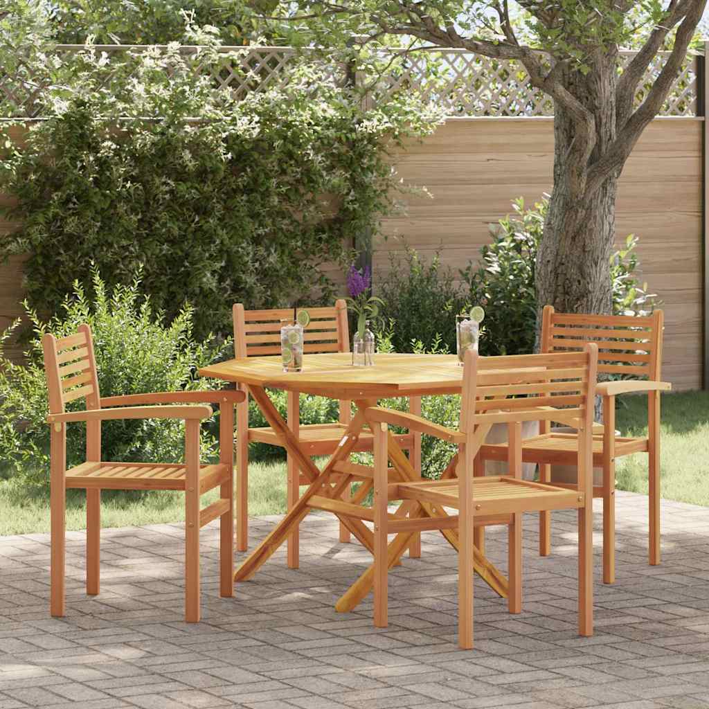 vidaXL Silla 4 uds. Marrón Madera de teca maciza