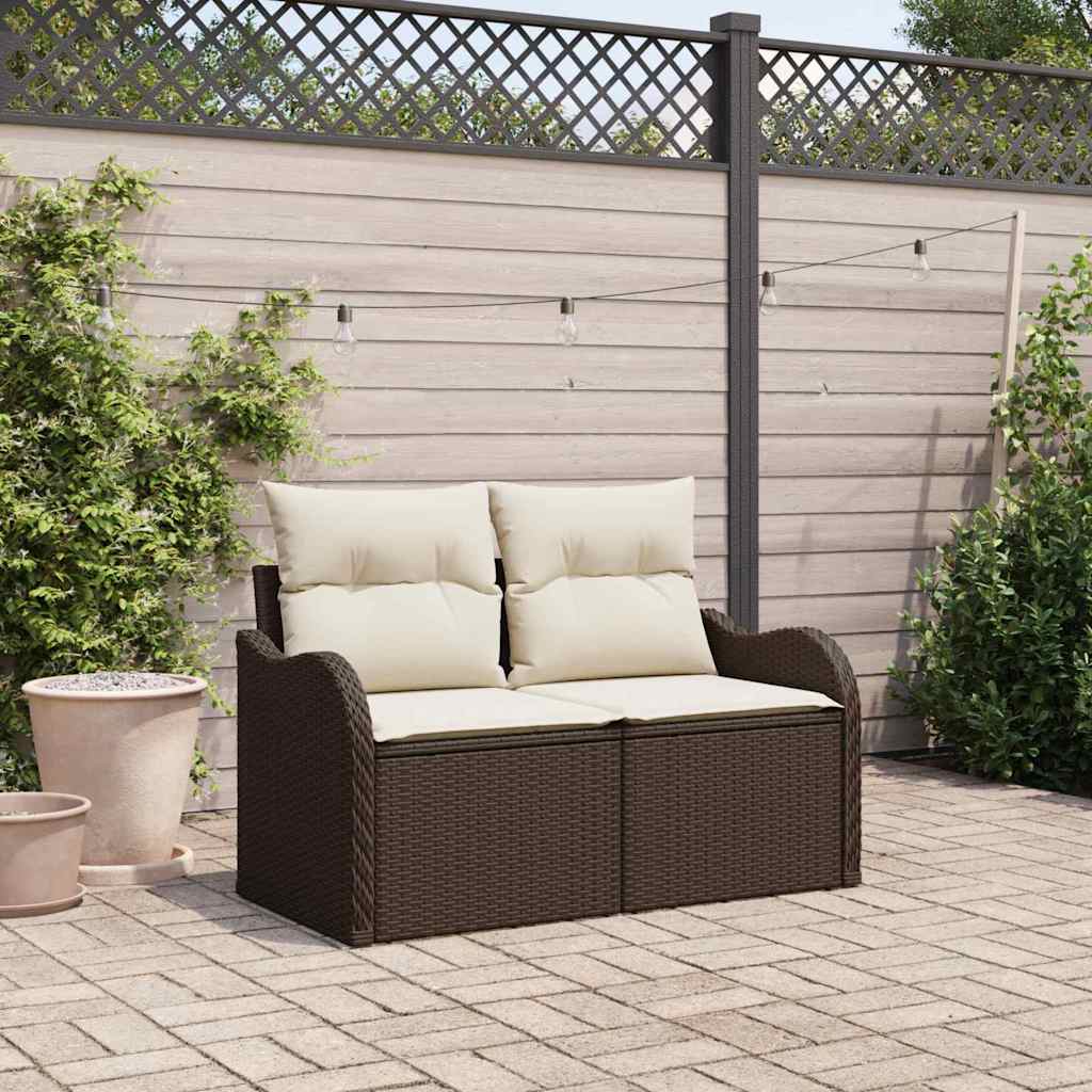 vidaXL Sofá de jardín Marrón 121 x 62 x 69 cm ratán sintético
