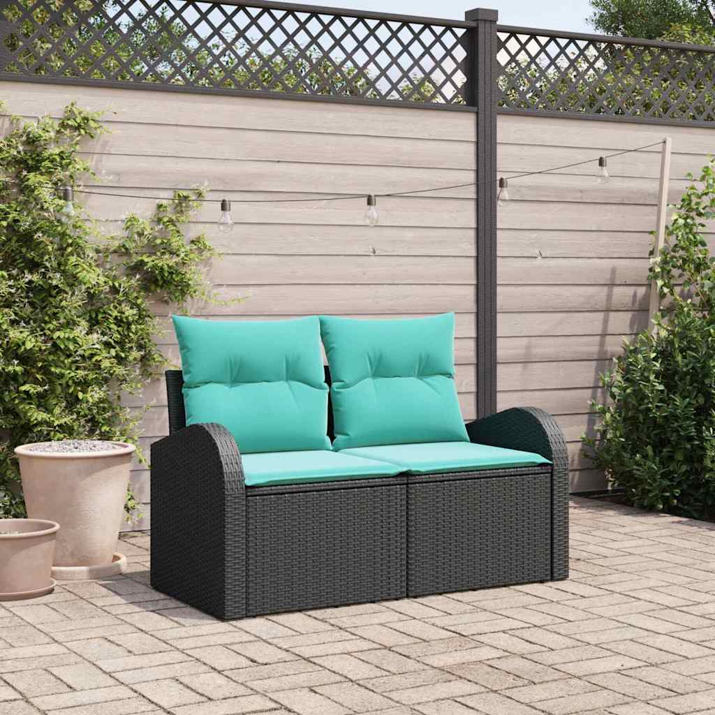 vidaXL Sofá de jardín Negro 124 x 62 x 85cm ratán sintético