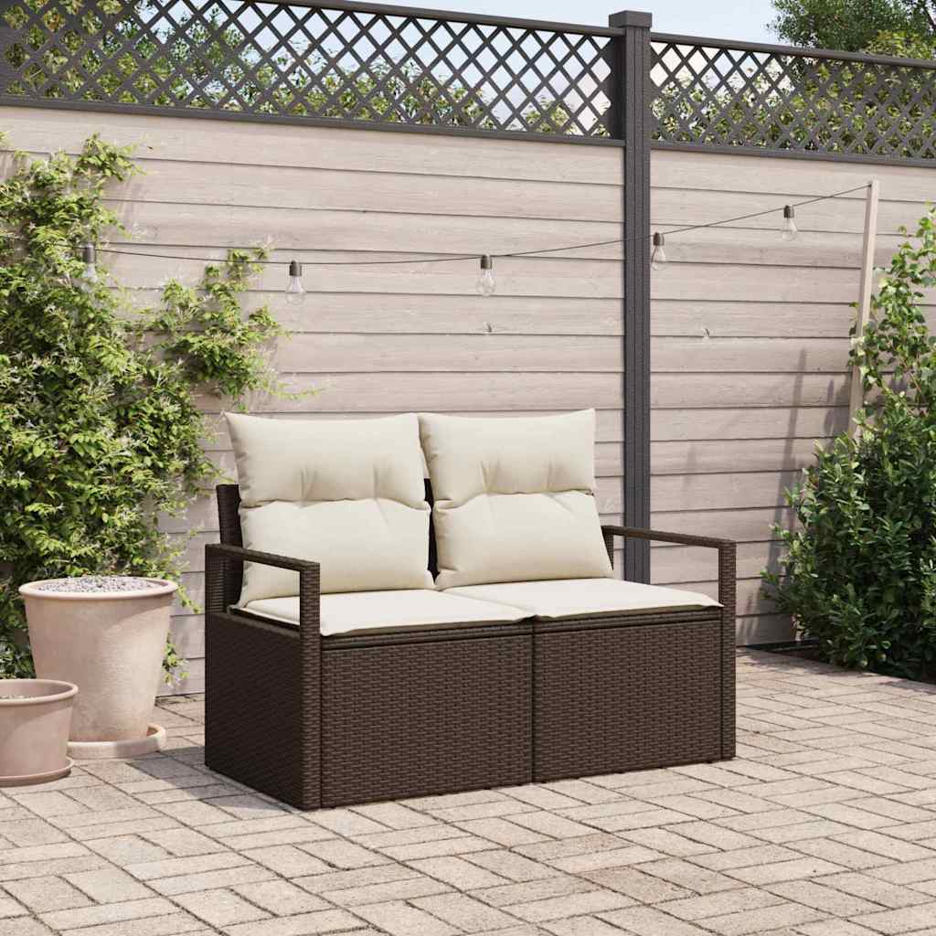 vidaXL Sofá de jardín con cojín 120 x 62 x 69 cm. ratán sintético