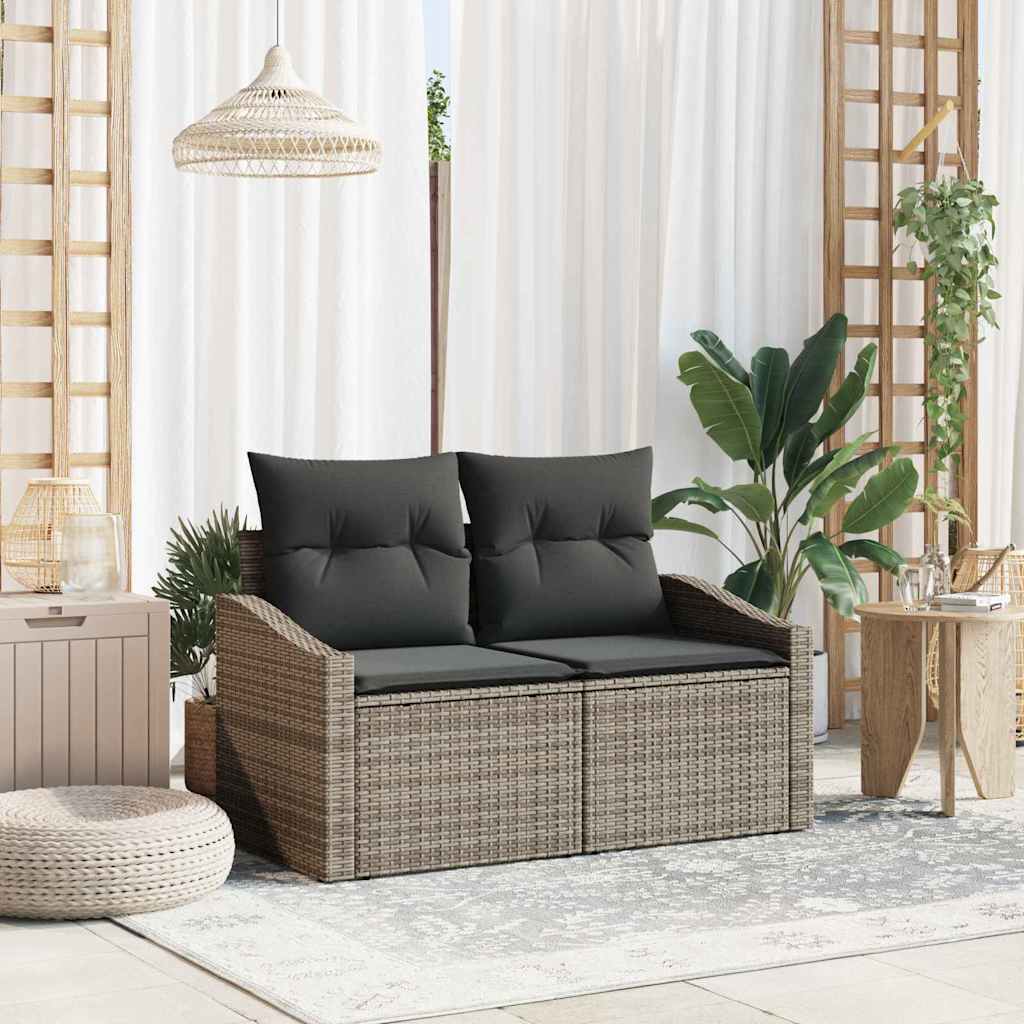 vidaXL Sofá de jardín con cojín 123 x 62 x 69 cm ratán sintético