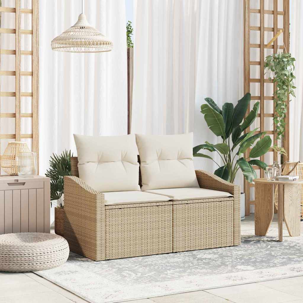 vidaXL Sofá de jardín con cojín 123 x 62 x 69 cm ratán sintético