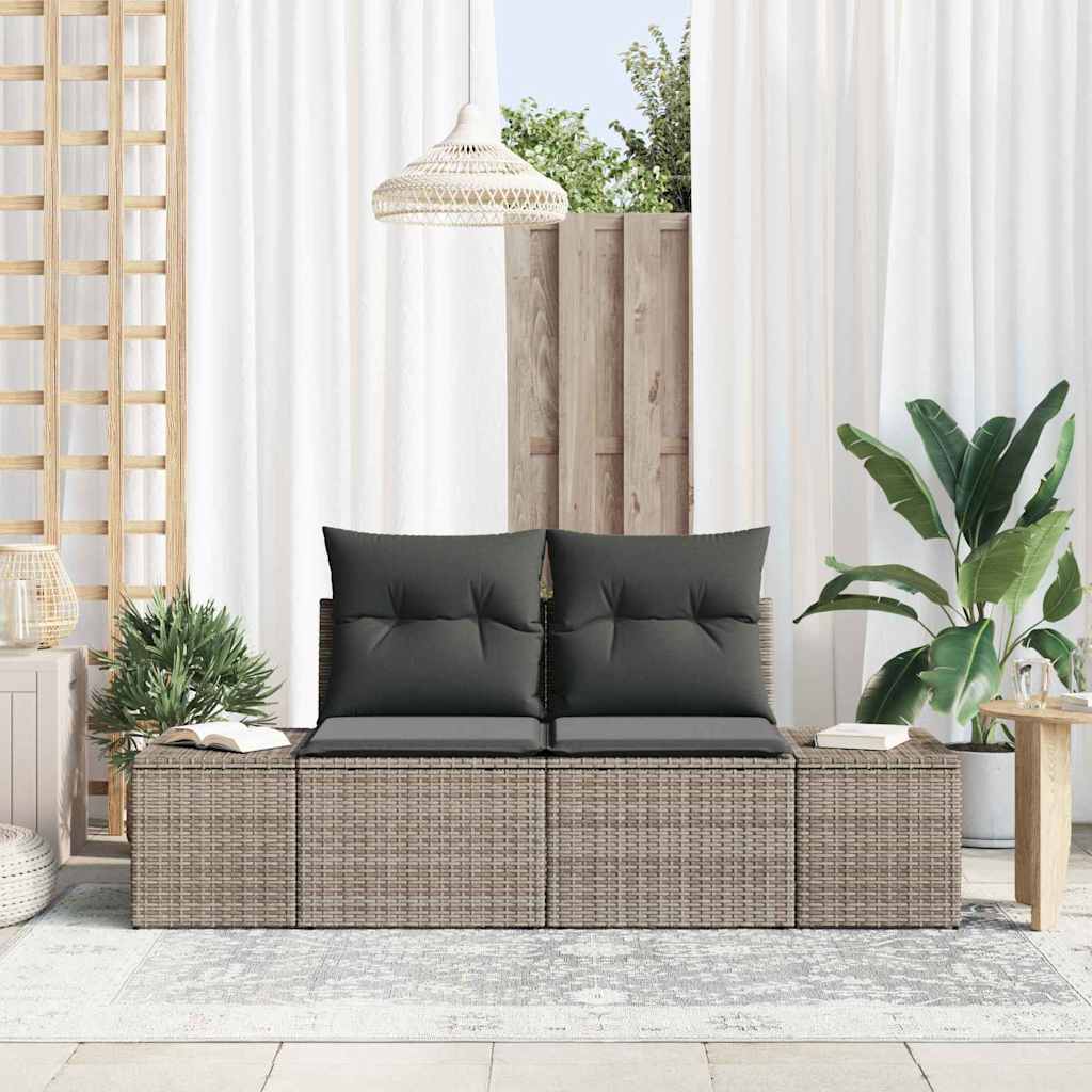 vidaXL Sofá de jardín con cojín Gris 184 x 62 x 69 cm ratán sintético