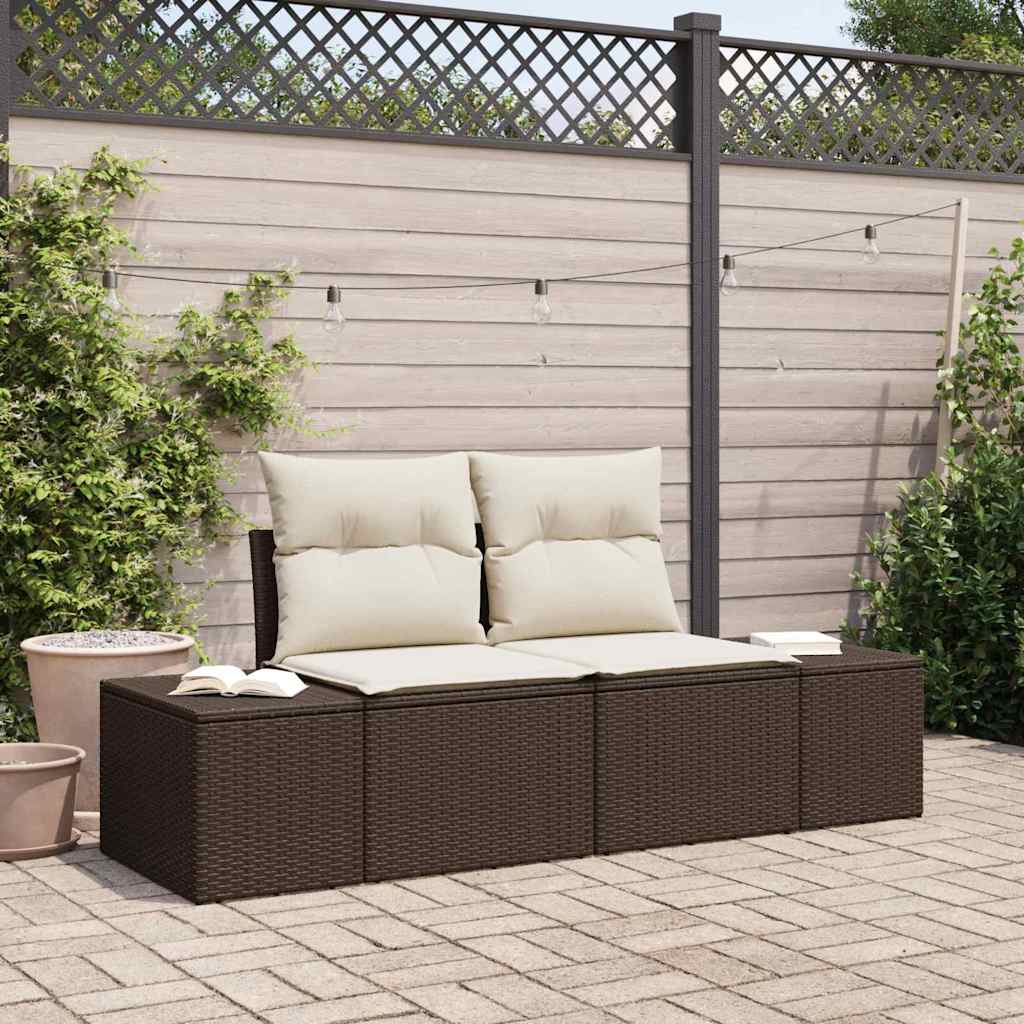 vidaXL Sofá de jardín Marrón 184 x 62 x 69 cm ratán sintético