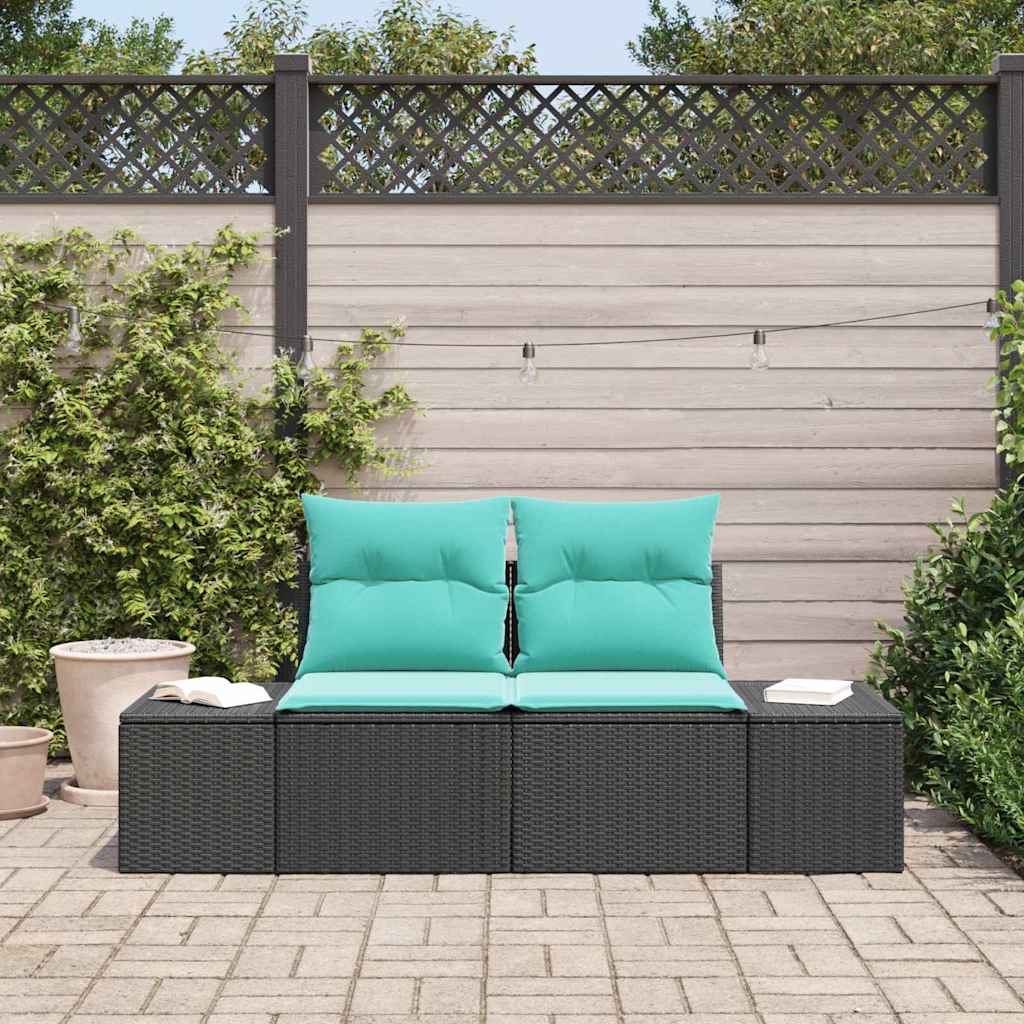 vidaXL Sofá de jardín con cojín 184 x 62 x 69 cm ratán sintético