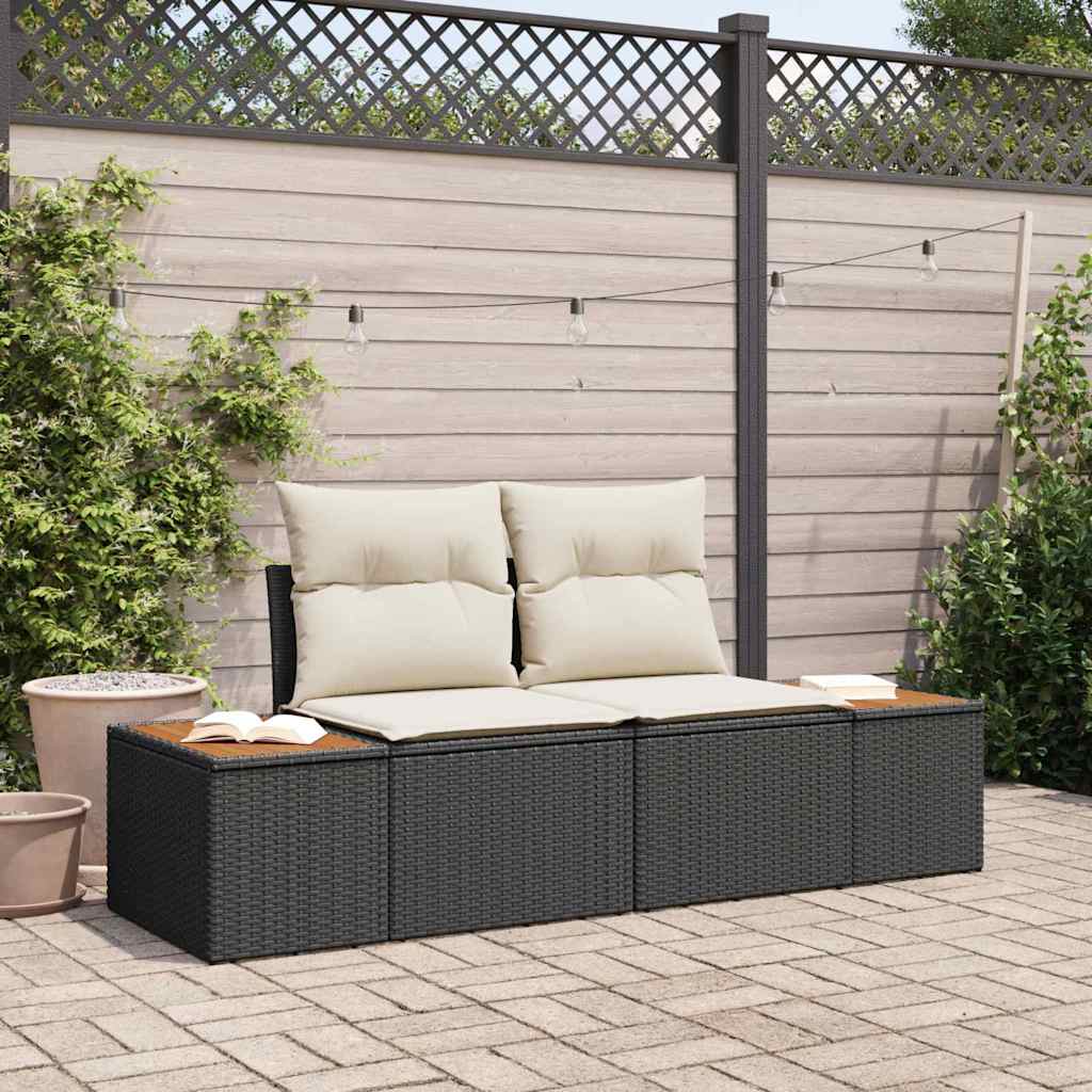 vidaXL Sofá de jardín Negro 184 x 62 x 85cm ratán sintético