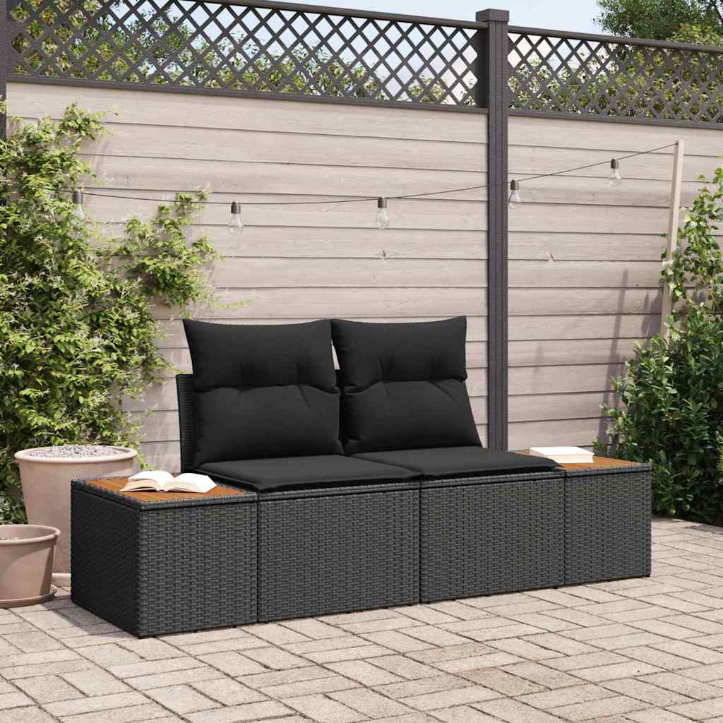 vidaXL Sofá de jardín Negro 184 x 62 x 85cm ratán sintético