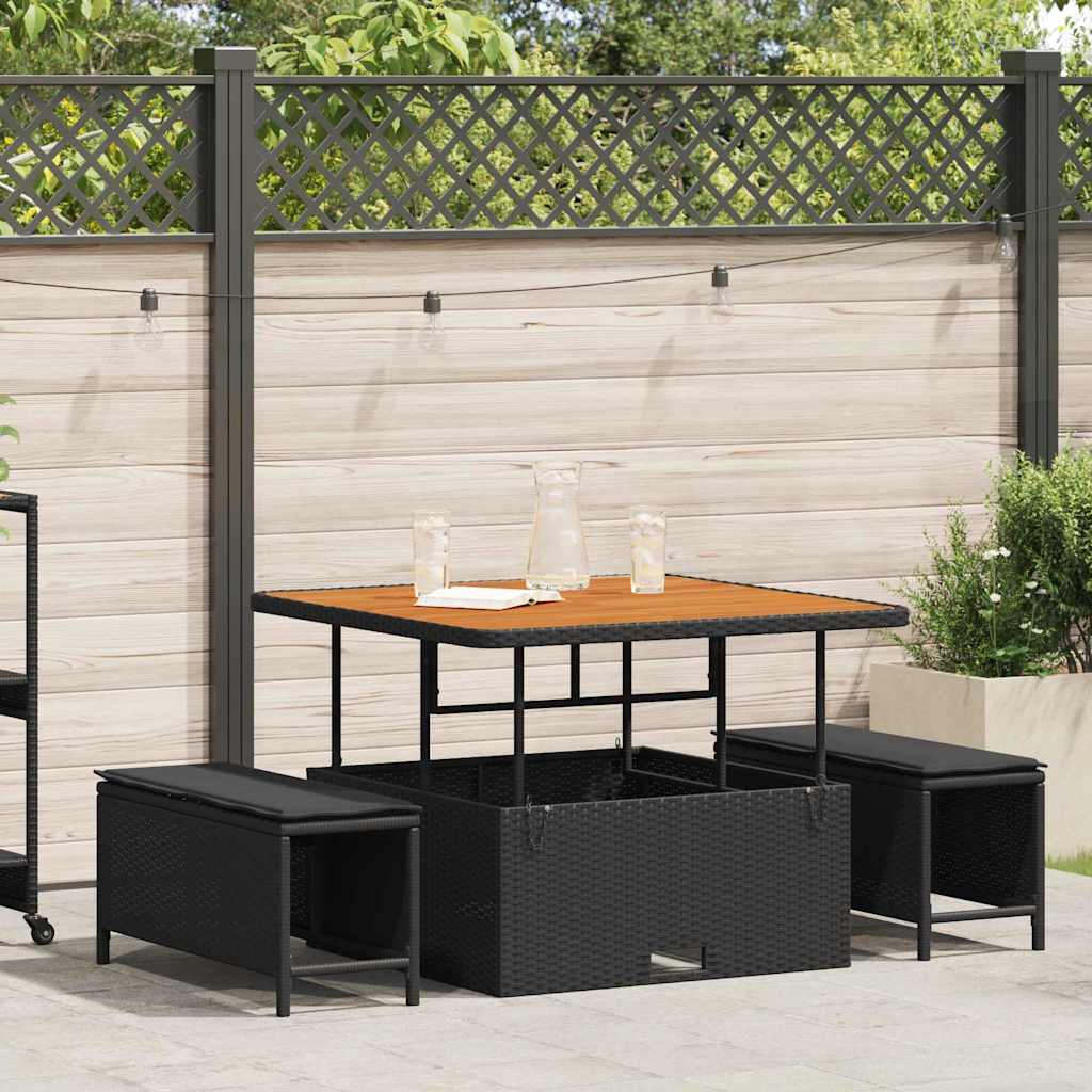 vidaXL Conjunto de Comedor de Jardín 3 uds. Negro ratán sintético