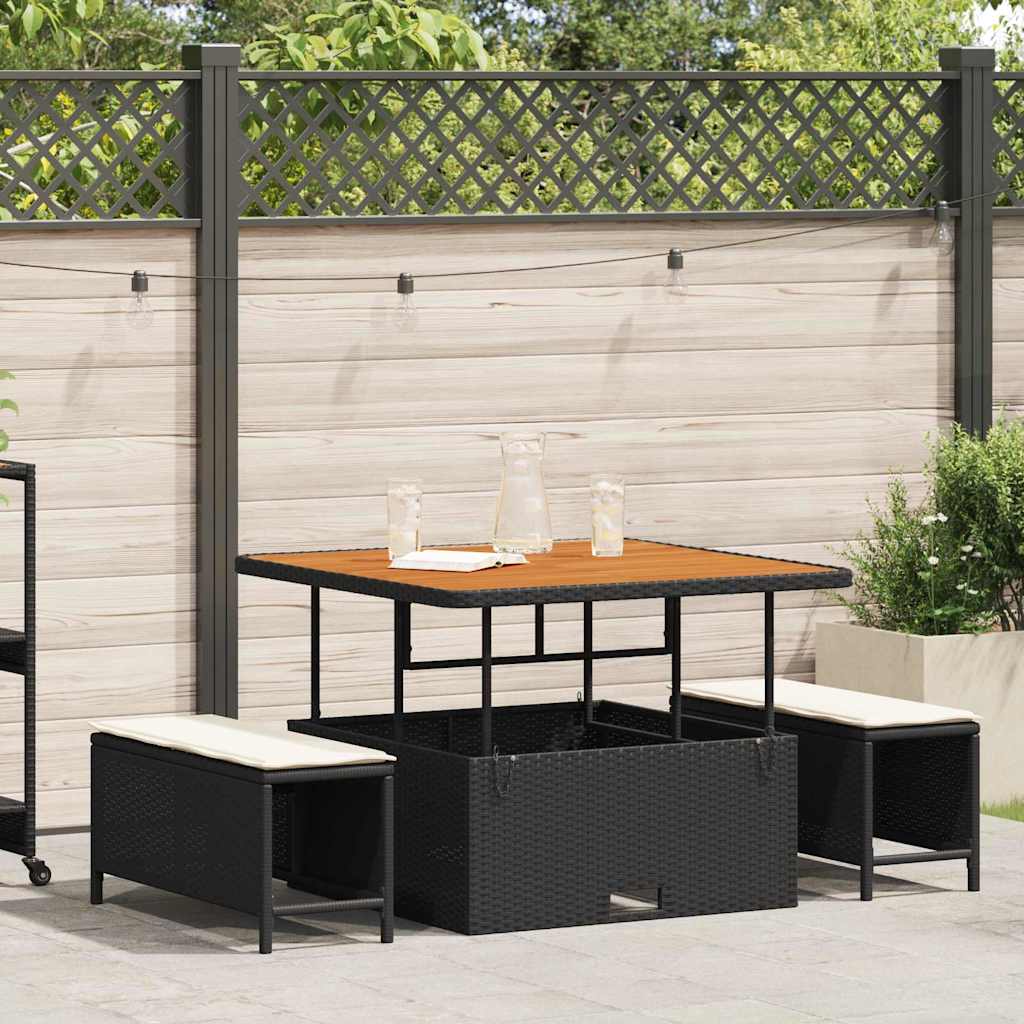 vidaXL Conjunto de Comedor de Jardín 3 uds. Negro ratán sintético