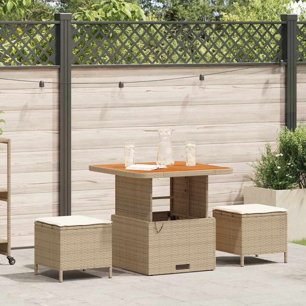 vidaXL Conjunto de Comedor de Jardín 3 uds. Beige ratán sintético