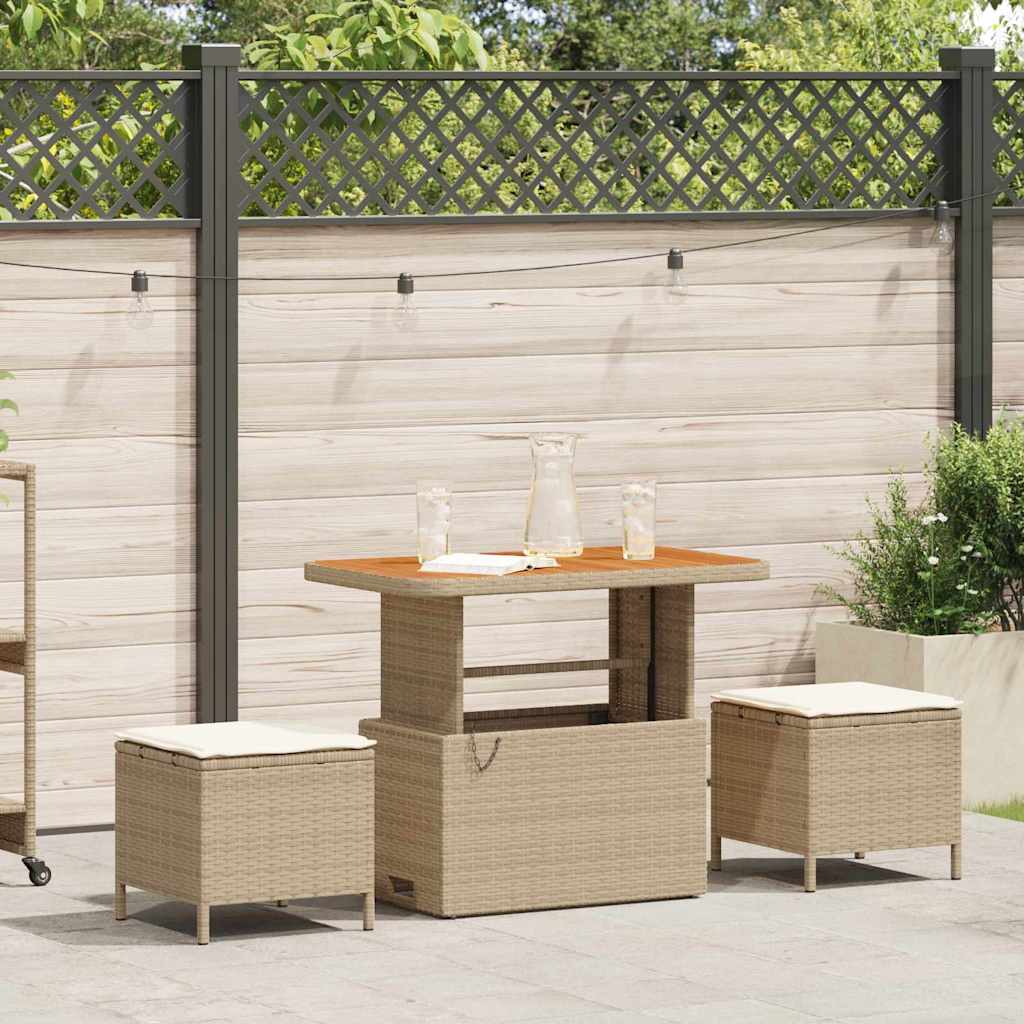 vidaXL Conjunto de Comedor de Jardín 3 uds. Beige ratán sintético