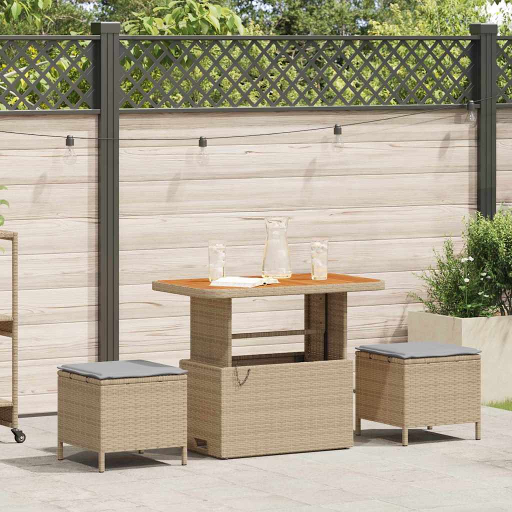 vidaXL Conjunto de Comedor de Jardín 3 uds. Beige ratán sintético