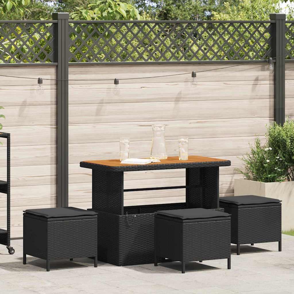 vidaXL Conjunto de Comedor de Jardín 4 uds. Negro ratán sintético