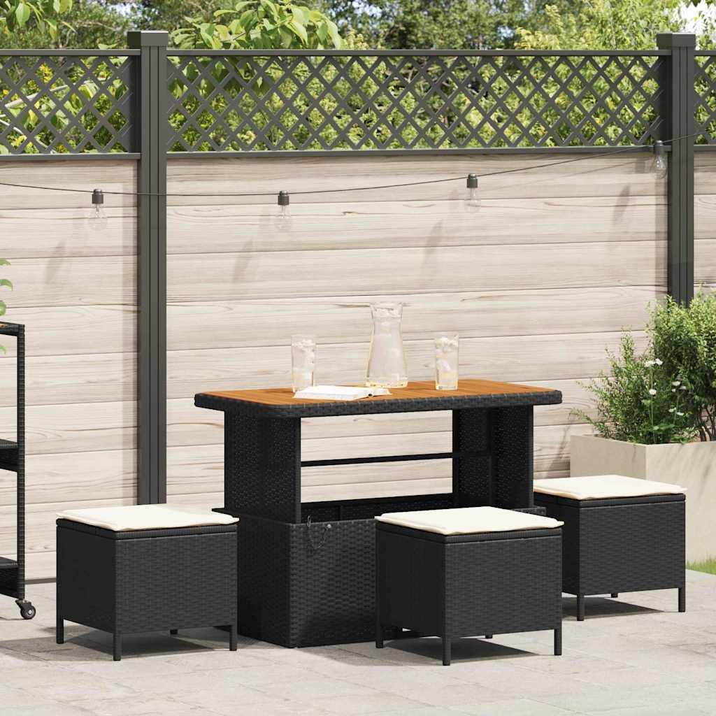 vidaXL Conjunto de Comedor de Jardín 4 uds. Negro ratán sintético