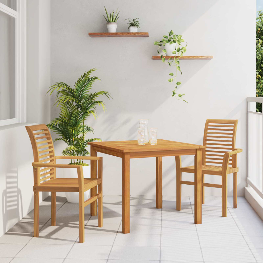 vidaXL Silla de comedor 2 uds. Madera de teca maciza Marrón