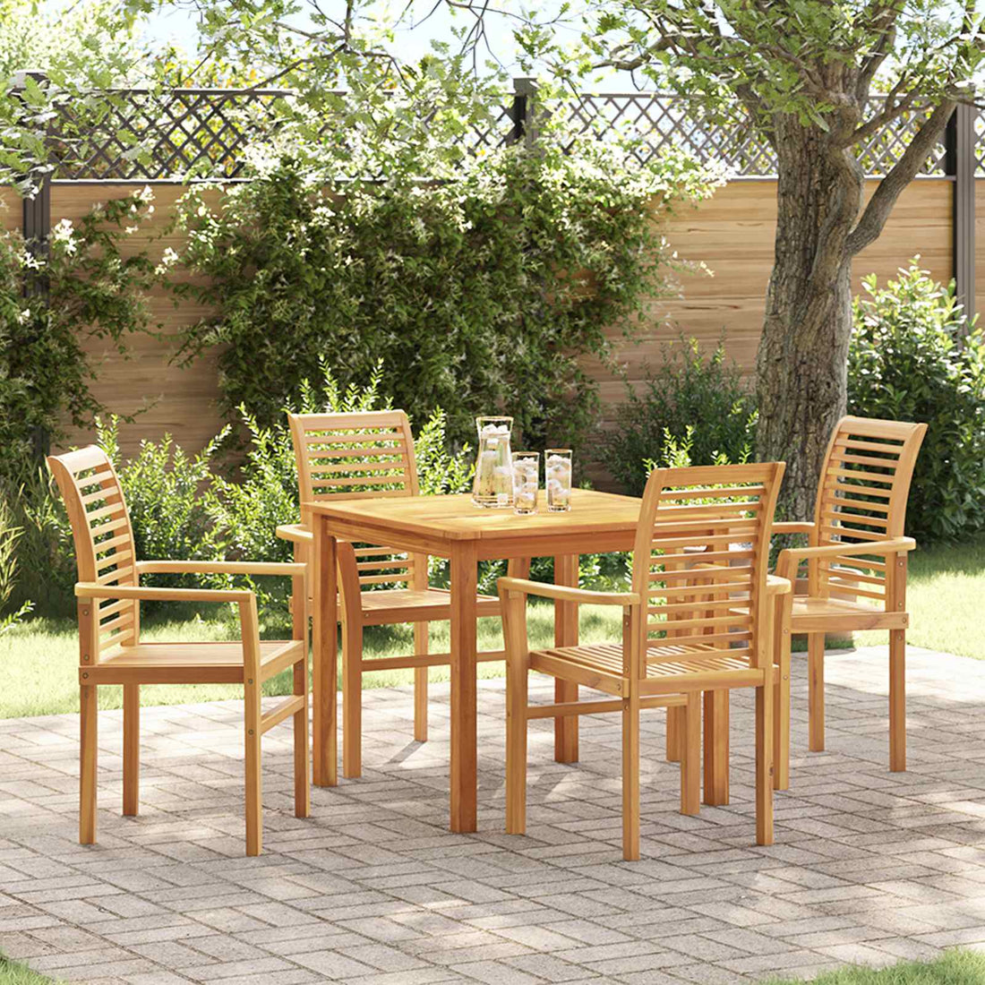 vidaXL Silla de comedor 4 uds. Madera de teca maciza Marrón