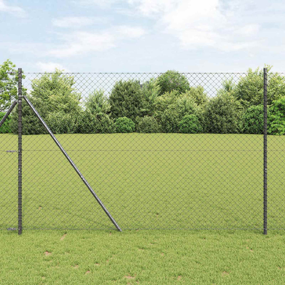 vidaXL Cerca de eslabones de cadena 10 x 1,5 m Acero Gris