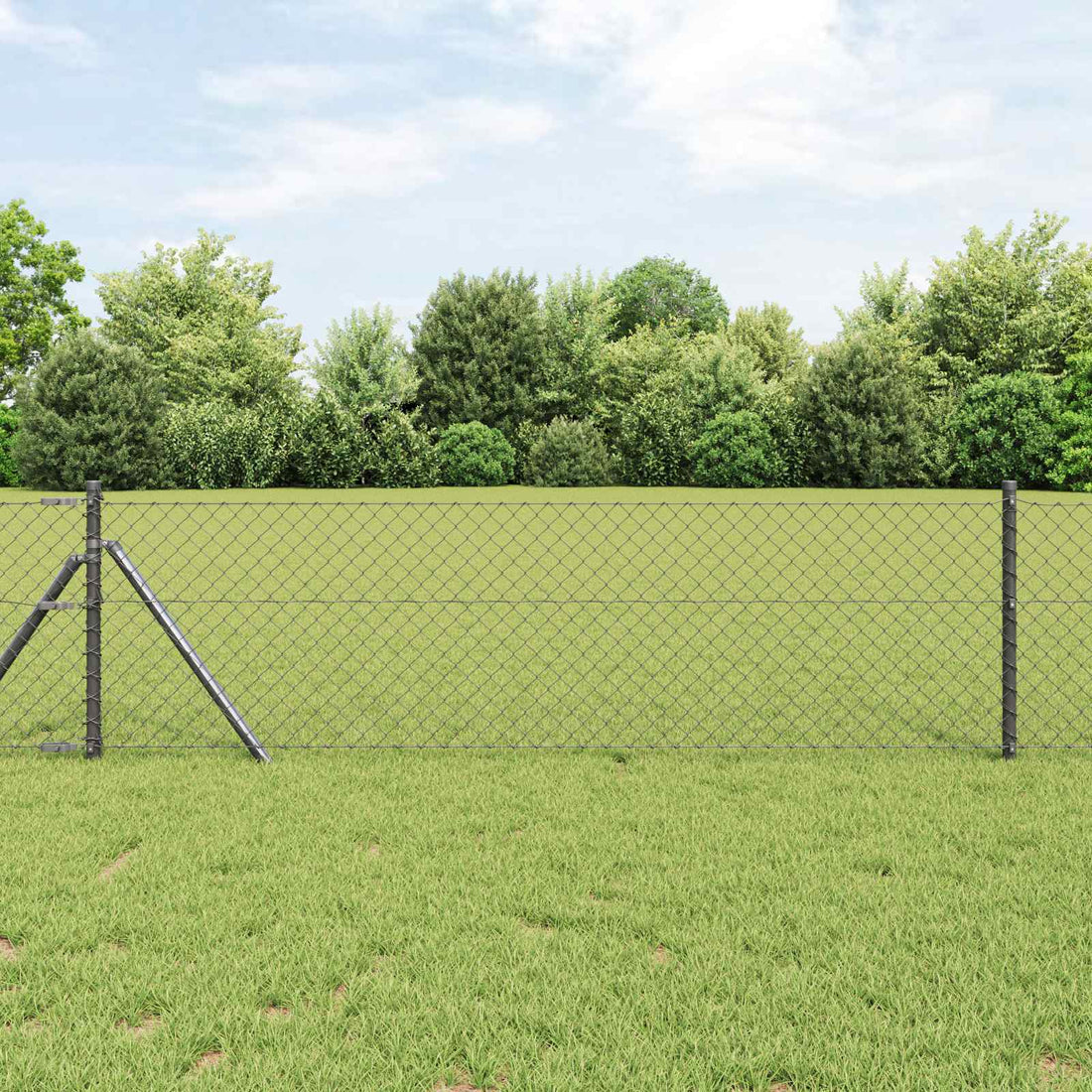 vidaXL Cerca de eslabones de cadena 25 x 0,6 m Acero Gris