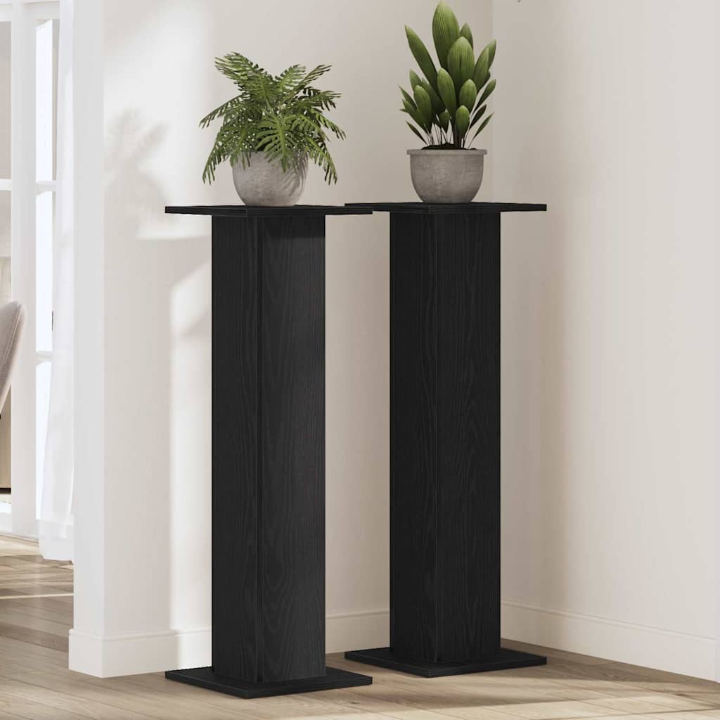 vidaXL Soporte de plantas 2 uds. Roble Negro 30 x 30 x 95 cm