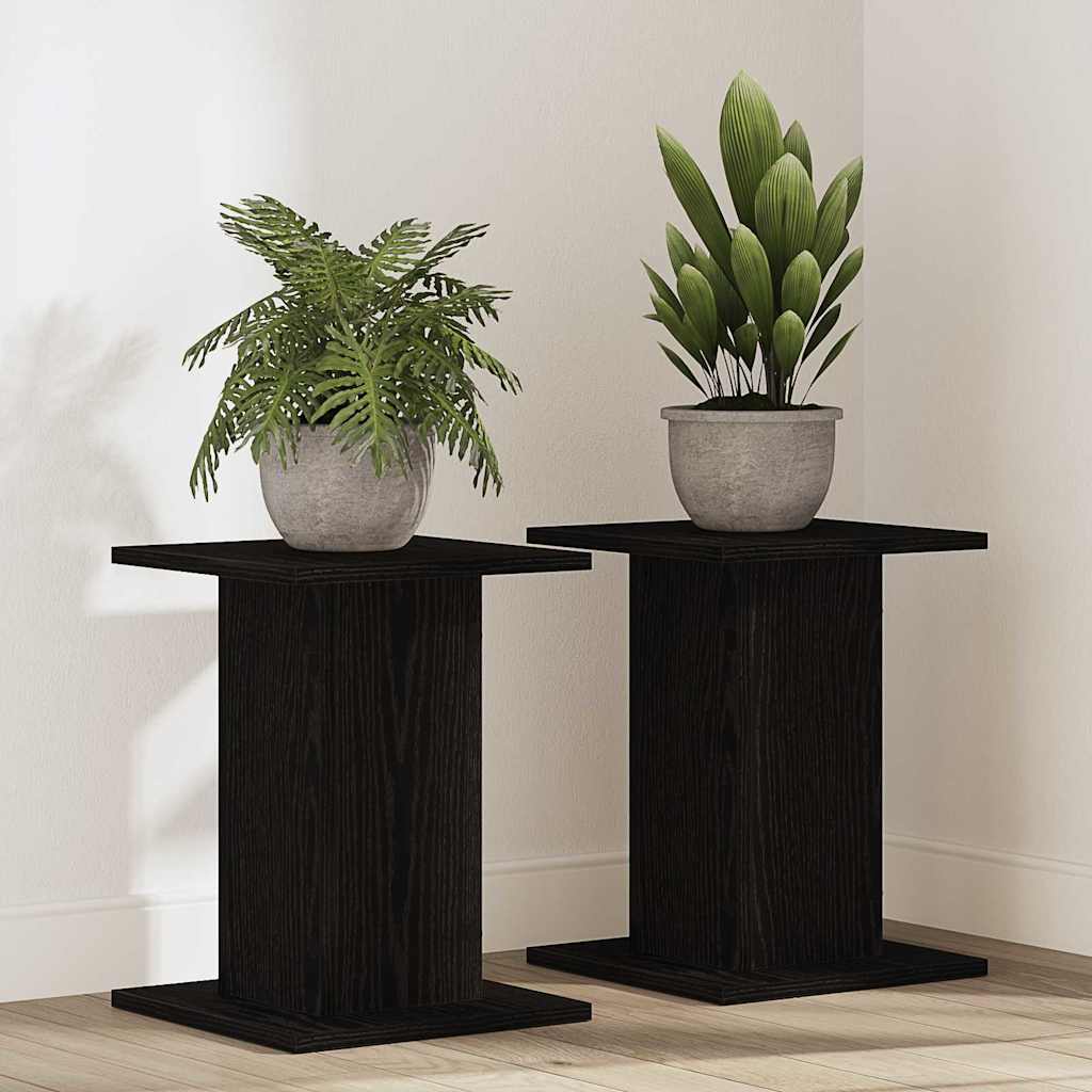 vidaXL Soporte de plantas 2 uds. Roble Negro 30 x 30 x 40 cm