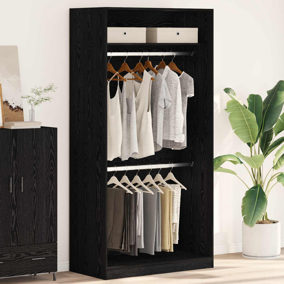 vidaXL Armario Roble Negro 100 x 50 x 200 cm Madera de ingeniería