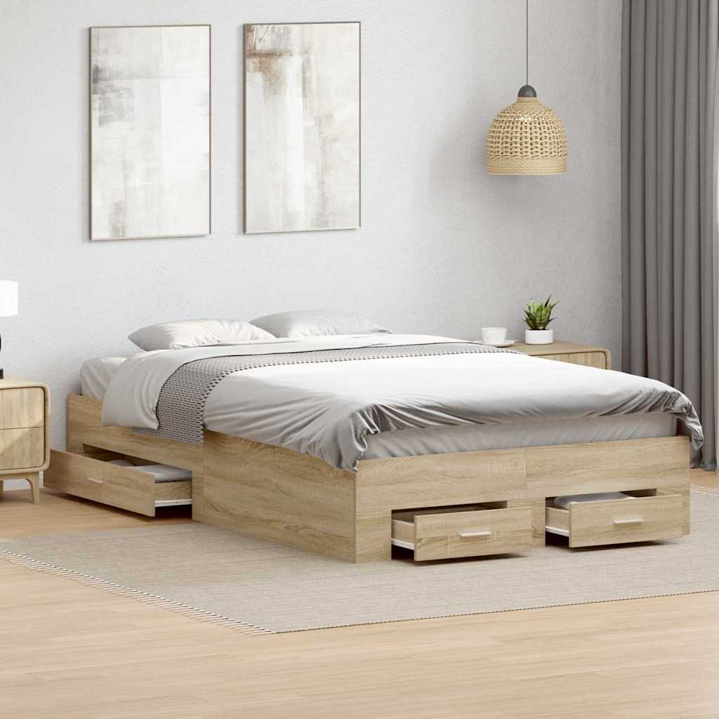vidaXL Estructura de cama Marrón 120 x 190 cm Madera de ingeniería