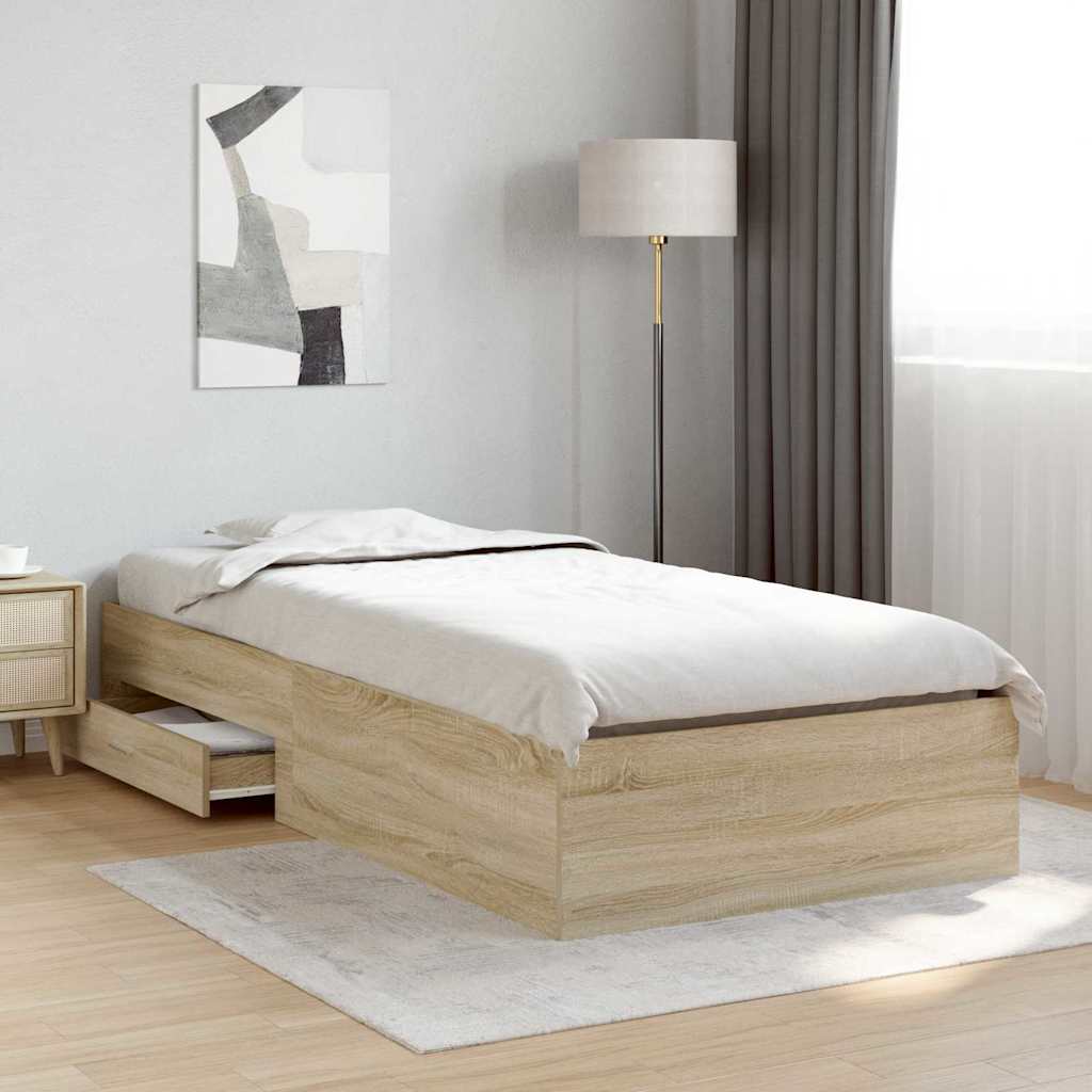 vidaXL Estructura de cama Marrón 90 x 190 cm Madera de ingeniería