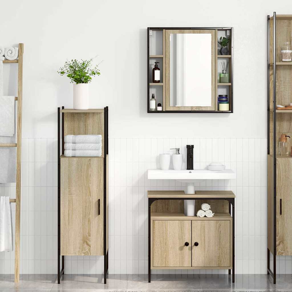 vidaXL Juego de muebles de baño 3 uds. Marrón 33 x 33 x 120,5 cm