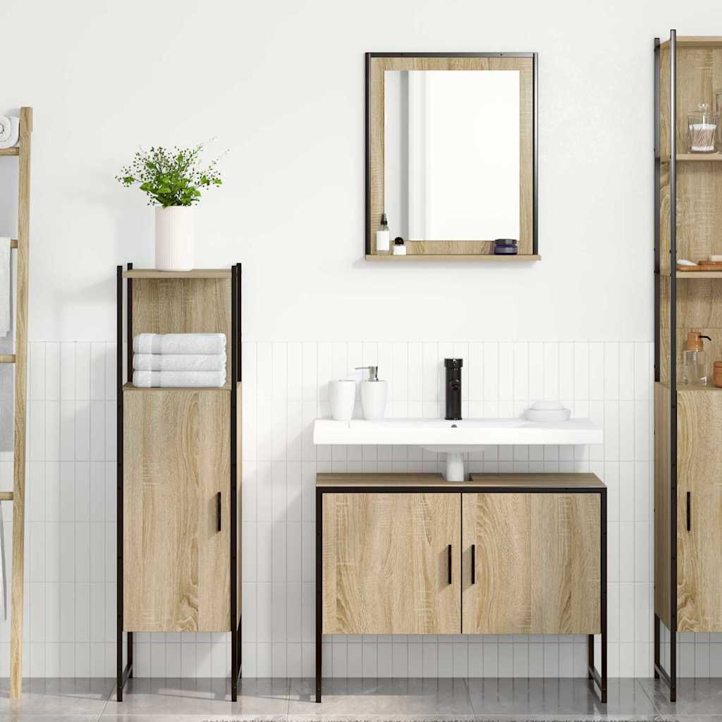 vidaXL Juego de muebles de baño 3 uds. Marrón 33 x 33 x 120,5 cm