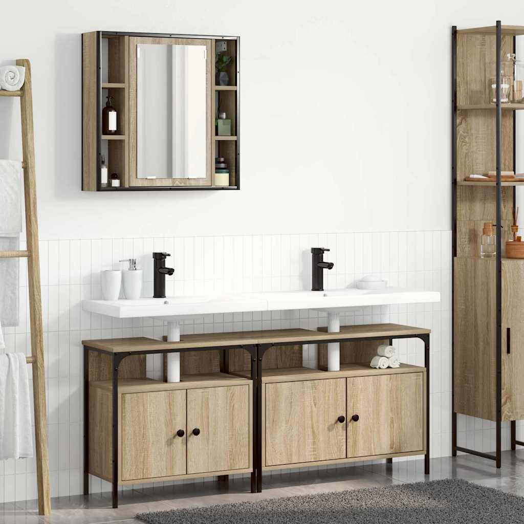 vidaXL Juego de muebles de baño 3 uds. Marrón 80 x 30 x 60 cm