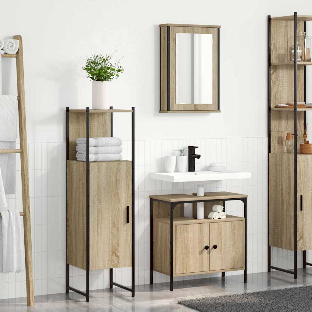 vidaXL Juego de muebles de baño 3 uds. Marrón 33 x 33 x 120,5 cm