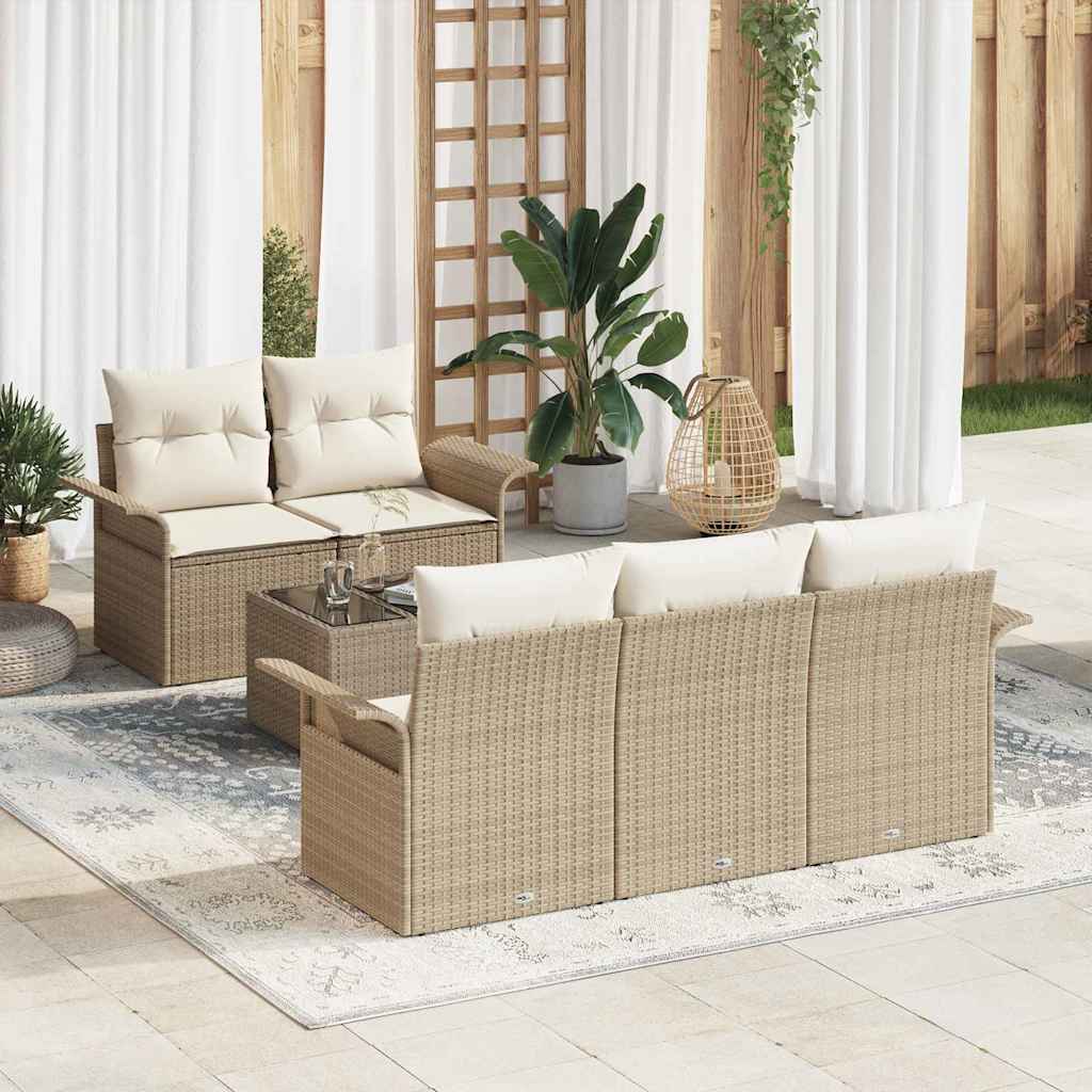 vidaXL Juego de Sofá 6 uds. Beige ratán sintético