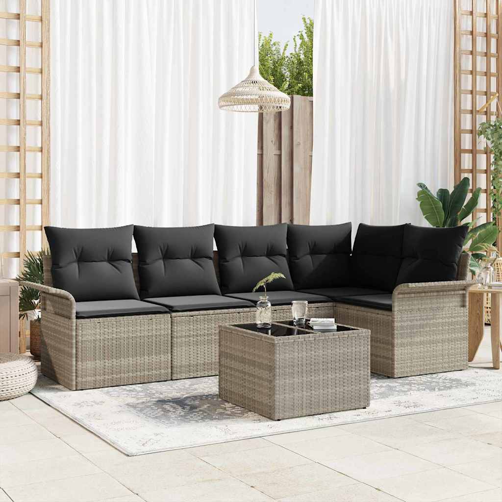 vidaXL Conjunto de sofá de jardín 6 uds. Gris ratán sintético