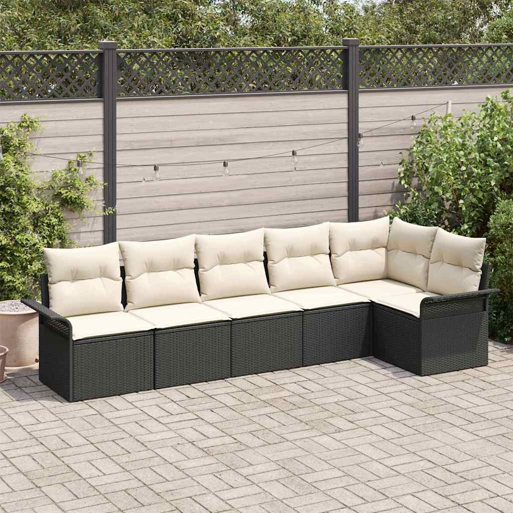 vidaXL Conjunto de sofá de jardín 6 uds. Negro ratán sintético