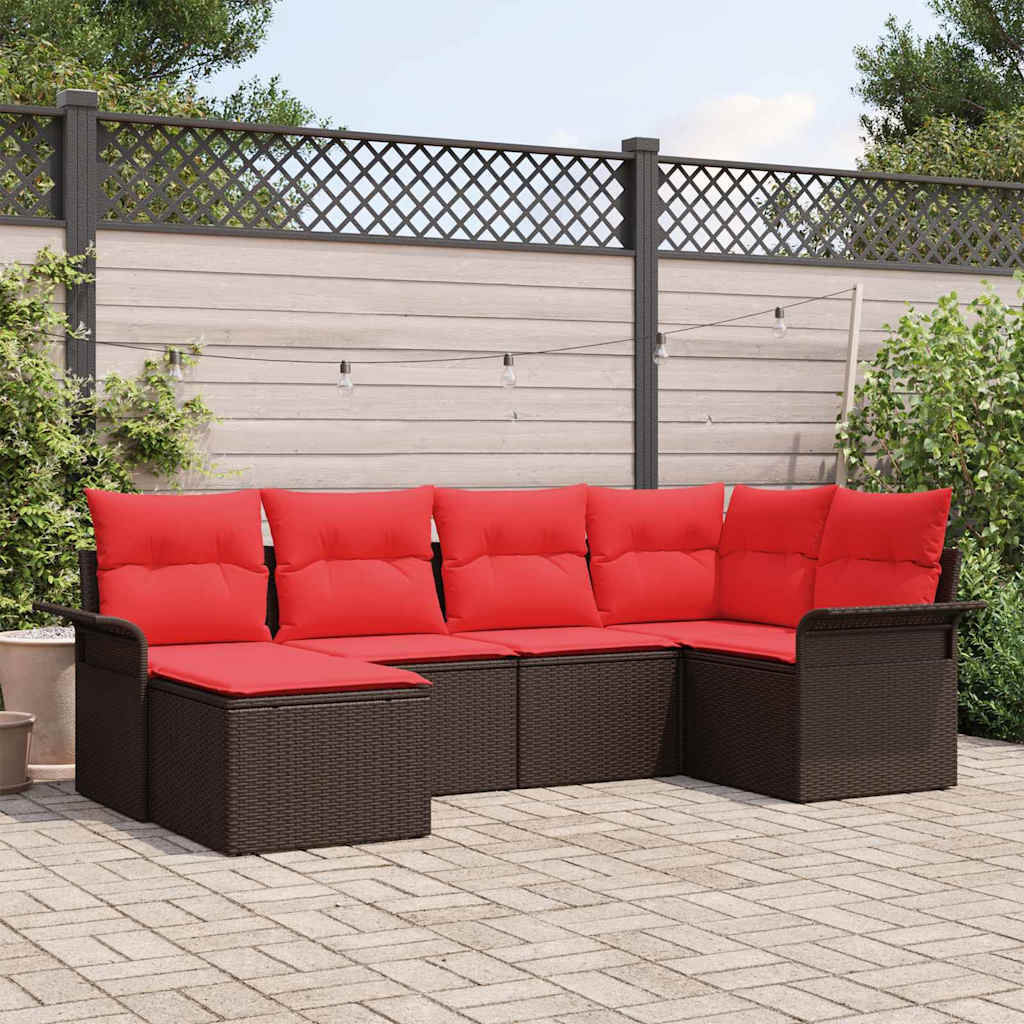 vidaXL Conjunto de sofá de jardín 6 uds. Marrón ratán sintético