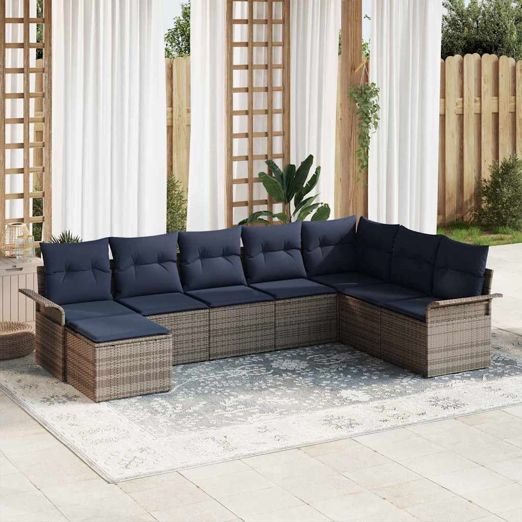 vidaXL Conjunto de sofá de jardín 8 uds. Gris ratán sintético