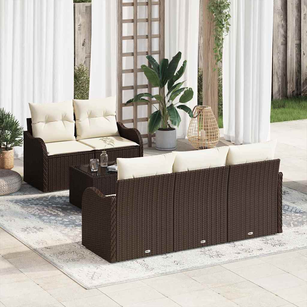 vidaXL Conjunto de sofá de jardín Marrón ratán sintético