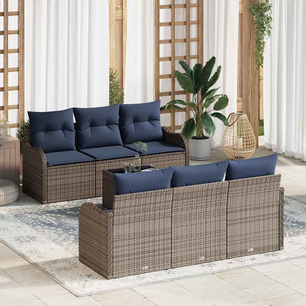 vidaXL Conjunto de sofá de jardín Gris 55 x 55 x 37 cm ratán sintético
