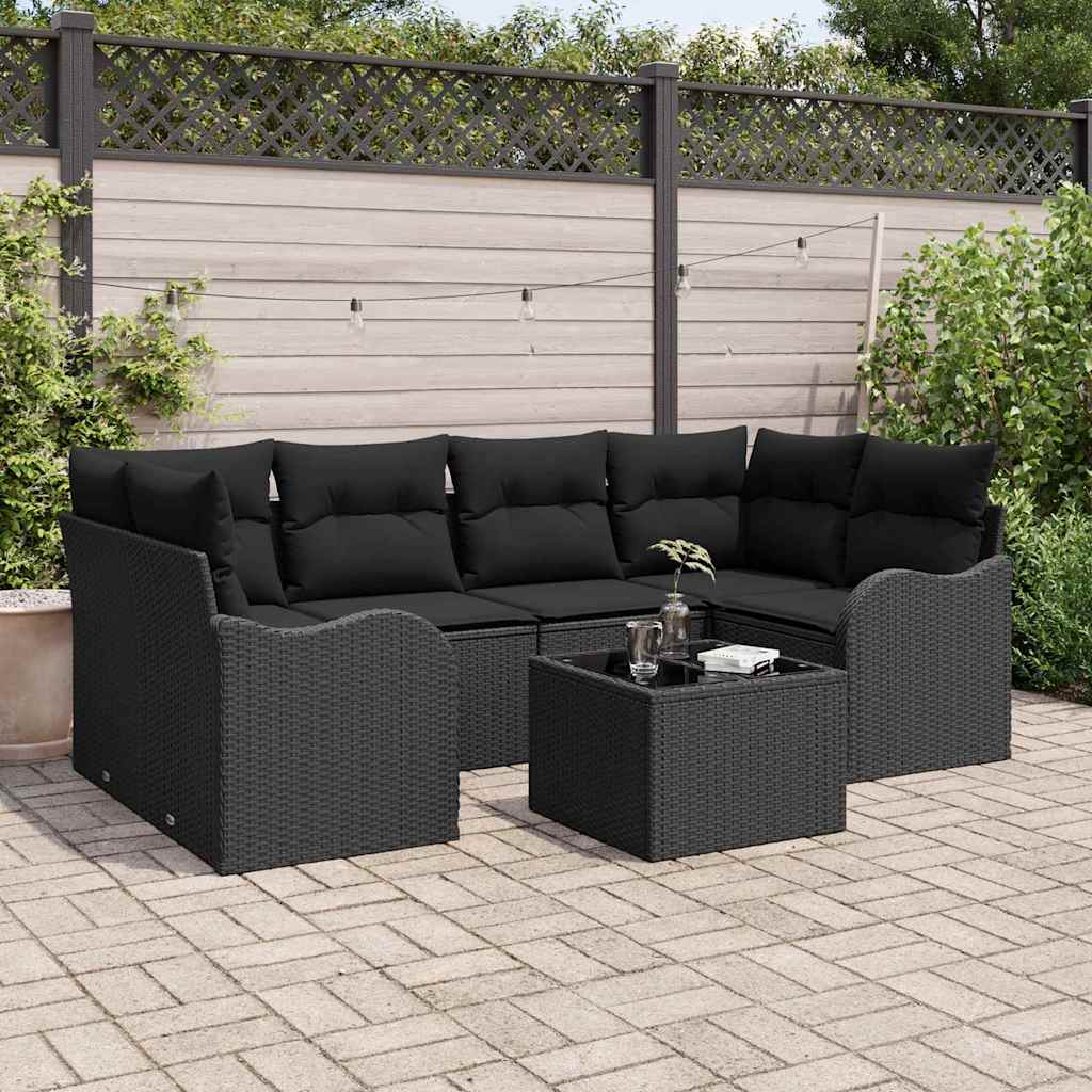 vidaXL Conjunto de sofá de jardín Negro 55 x 55 x 37 cm