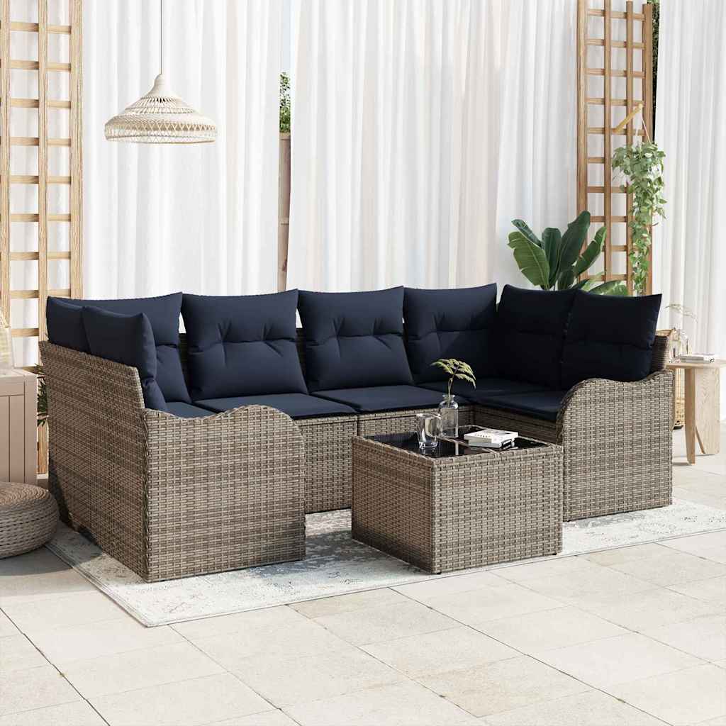 vidaXL Conjunto de sofá de jardín Gris 55 x 55 x 37 cm ratán sintético