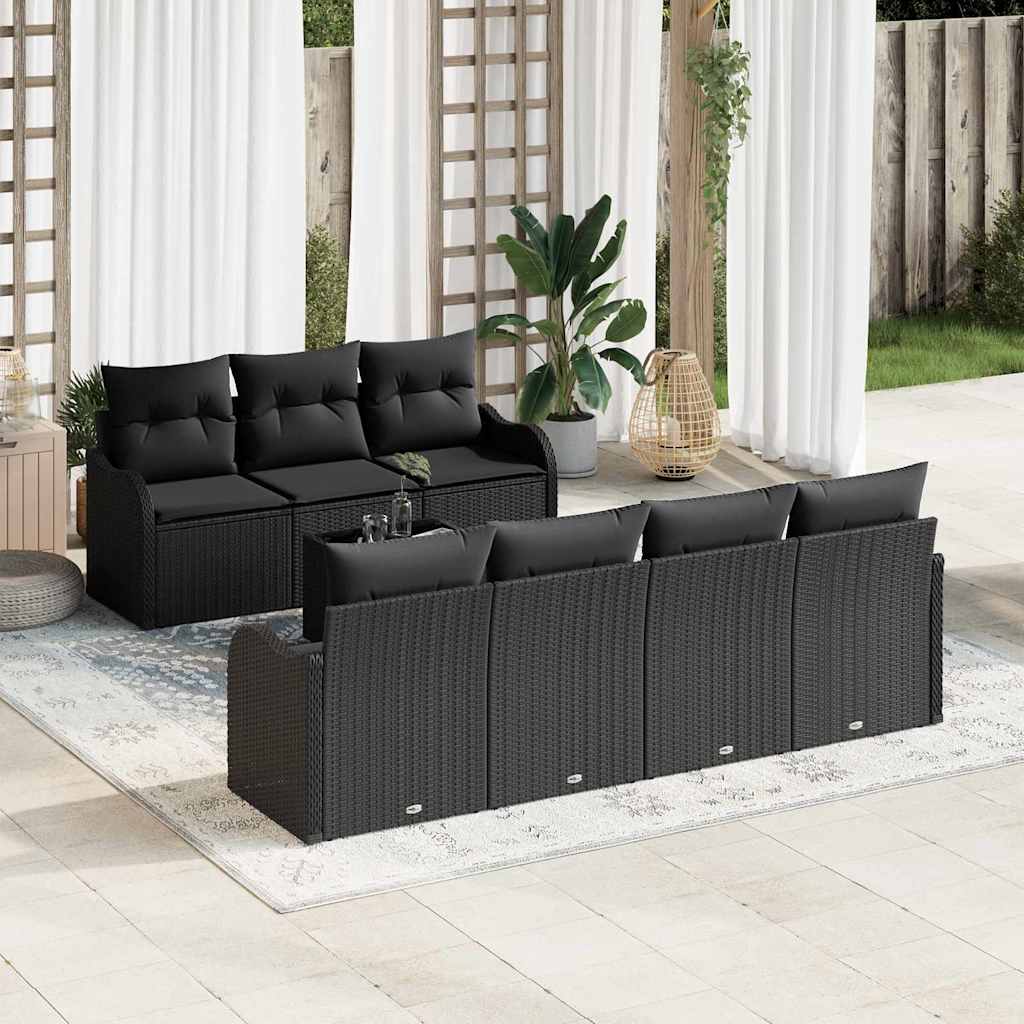 vidaXL Conjunto de sofá de jardín Negro 55 x 55 x 37 cm
