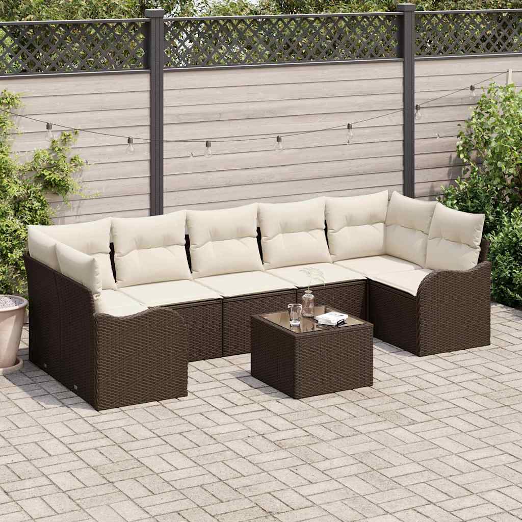 vidaXL Conjunto de sofá de jardín 8 uds. 7-Número de plazas Marrón
