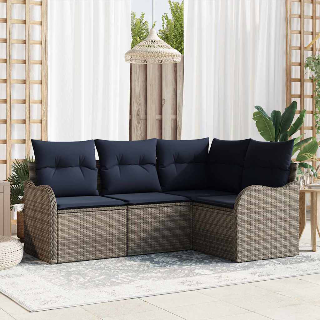 vidaXL Conjunto de sofá de jardín Gris ratán sintético