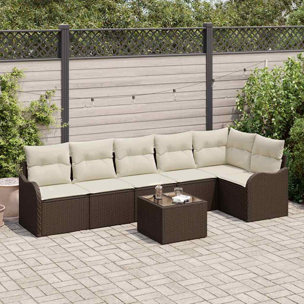 vidaXL Conjunto de sofá de jardín Marrón ratán sintético