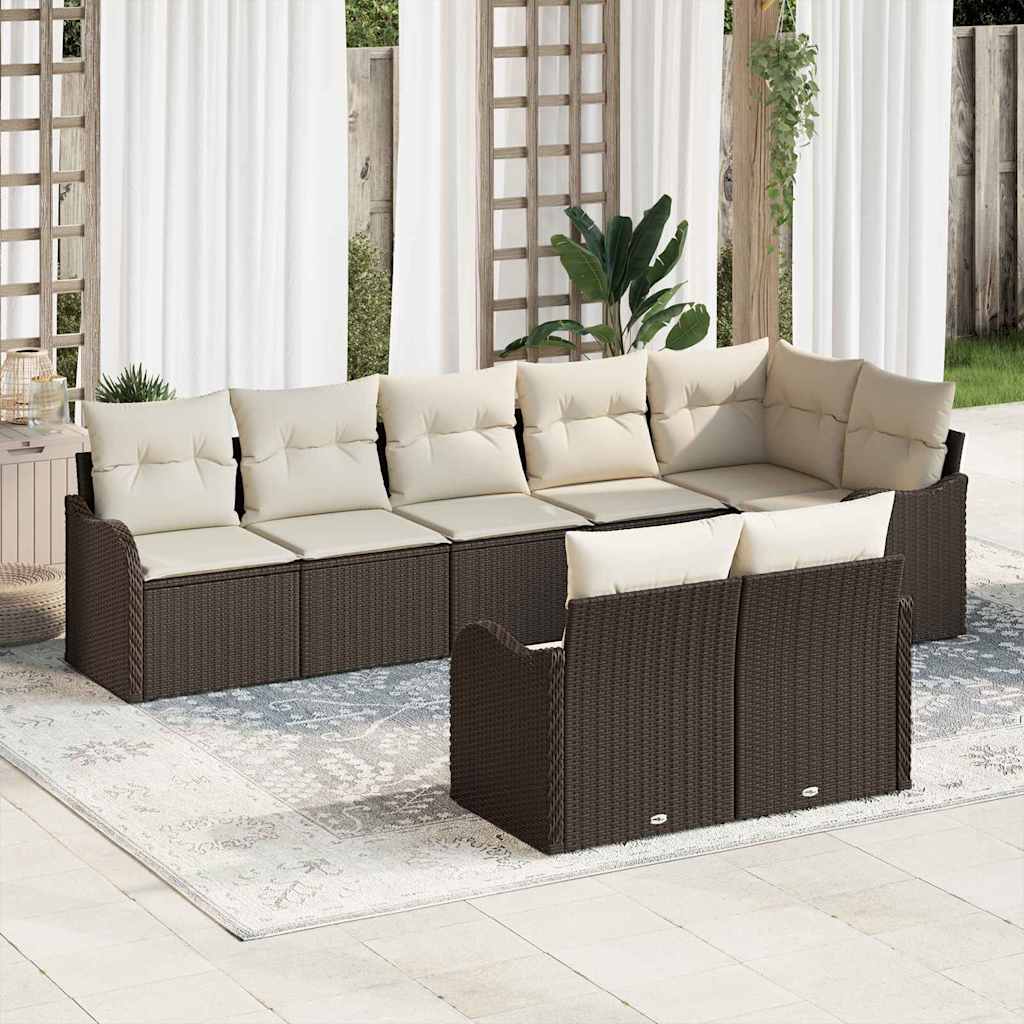 vidaXL Conjunto de sofá de jardín Marrón ratán sintético