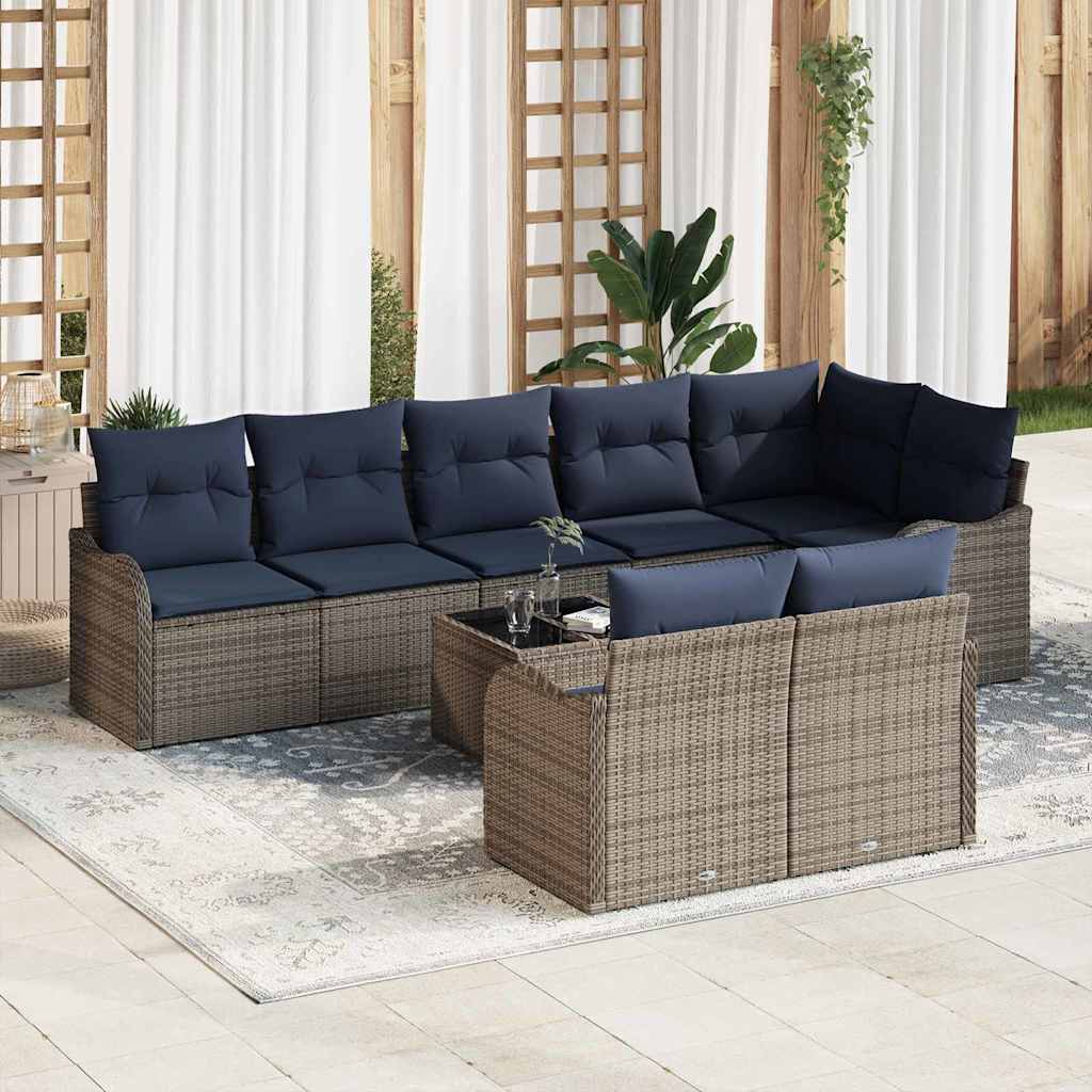vidaXL Conjunto de sofá de jardín 9 uds. Gris ratán sintético