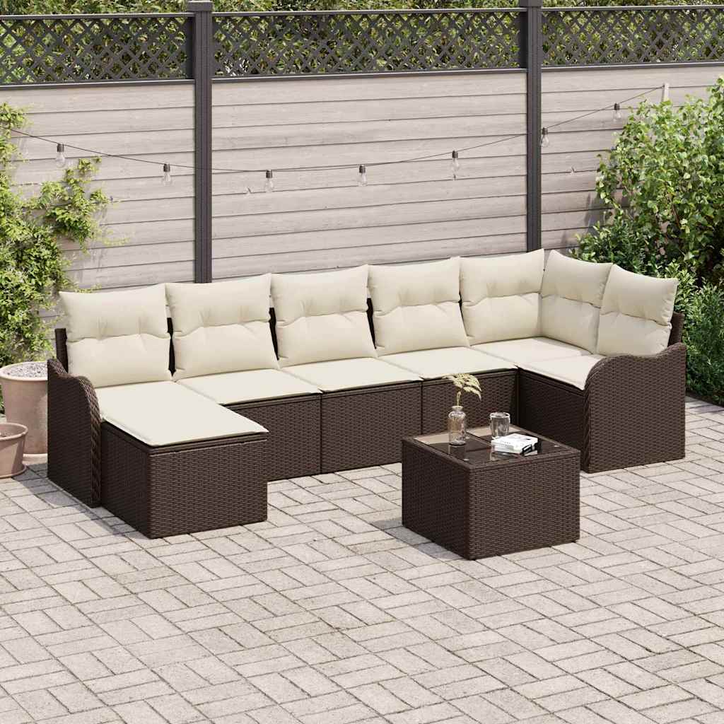vidaXL Conjunto de sofá de jardín Marrón ratán sintético
