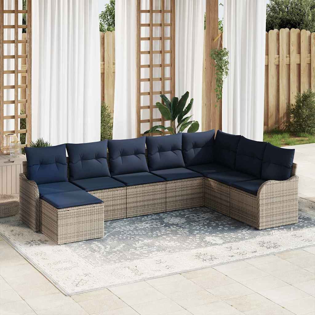 vidaXL Conjunto de sofá de jardín Gris ratán sintético