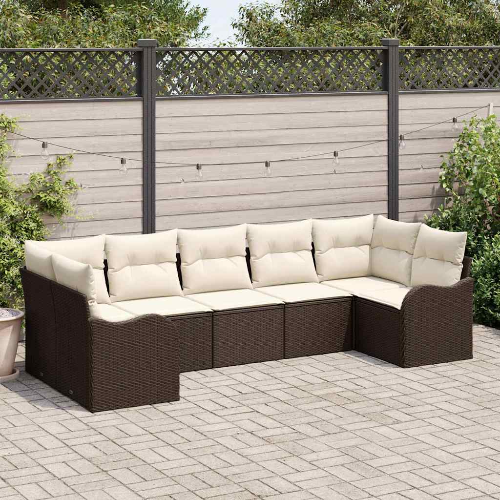 vidaXL Conjunto de sofá de jardín Marrón ratán sintético